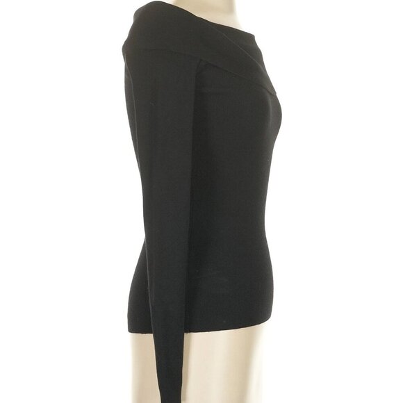 NWT Studio By The Workshop Black Off Shoulder Soft Wool Blend Sweater NEW S Rib - Picture 7 of 16